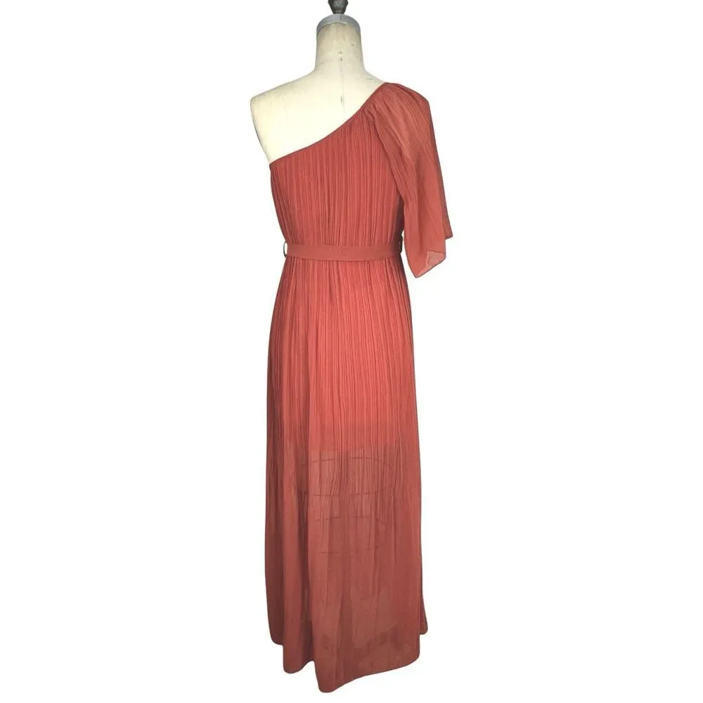 NEW Ya Los Angeles One Shoulder Maxi Dress Womens S Belted Boho Wedding Guest‎